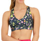 ID Ideology Women's Active Pansy Print Strappy Back Low Impact Sports Bra Gray Size X-Small