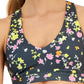 ID Ideology Women's Active Pansy Print Strappy Back Low Impact Sports Bra Gray Size X-Small