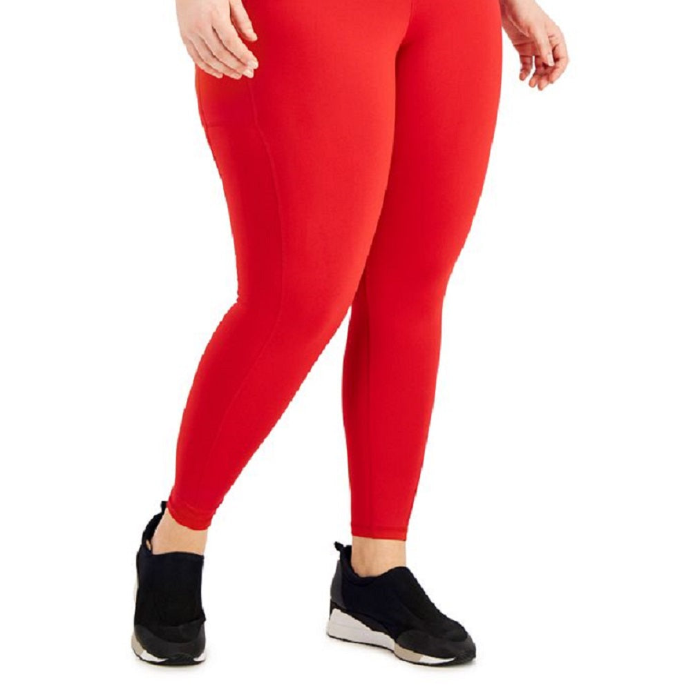 ID Ideology Women's Compression High Waist Side Pocket 7/8 Length Leggings Red