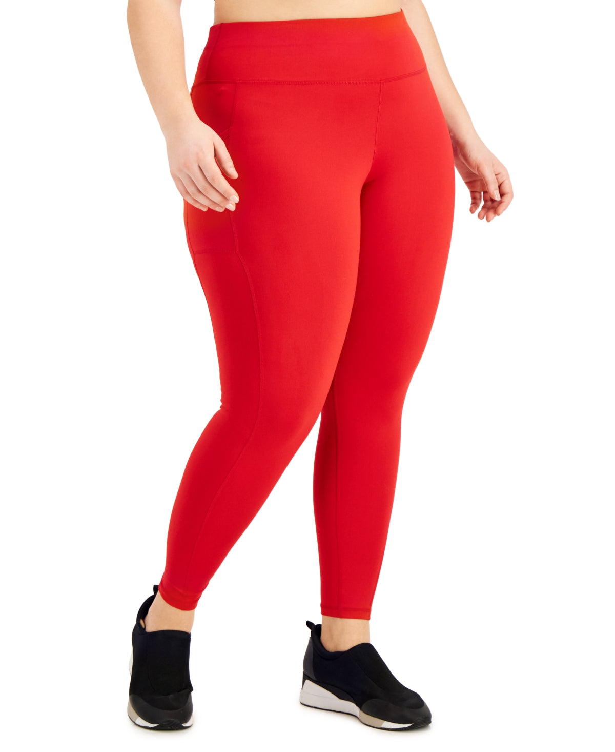 ID Ideology Women's Compression High Waist Side Pocket 7/8 Length Leggings Red