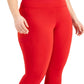 ID Ideology Women's Compression High Waist Side Pocket 7/8 Length Leggings Red Size 3X