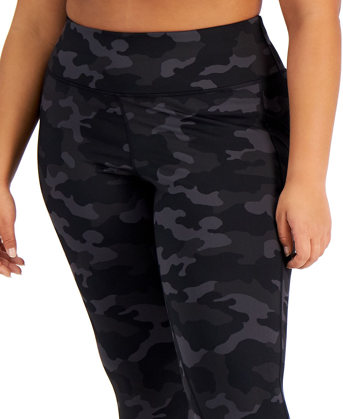 ID Ideology Women's Camo 7/8 Leggings Black Size 1X