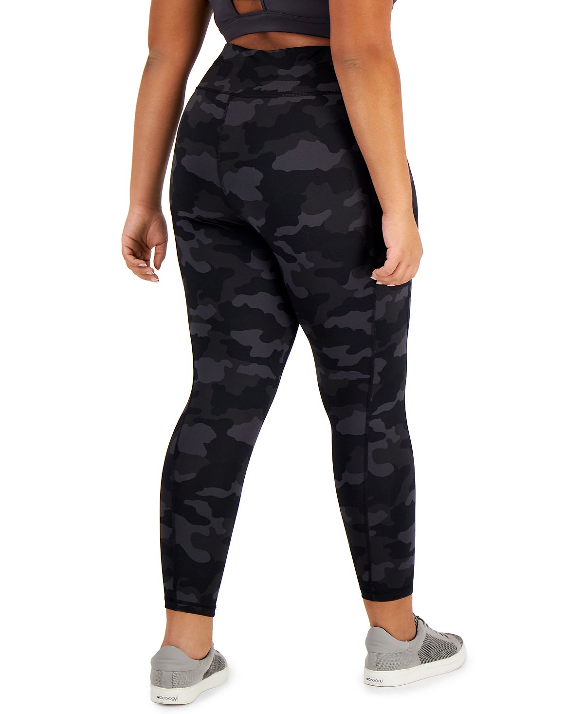 ID Ideology Women's Plus Camo Leggings Black Size 2X