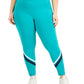 ID Ideology Women's Striped Side Pocket 7/8 Leggings Green Size 2X
