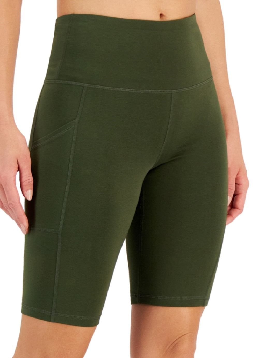 ID Ideology Women's Solid 10 Cotton Bike Shorts Green Size Large