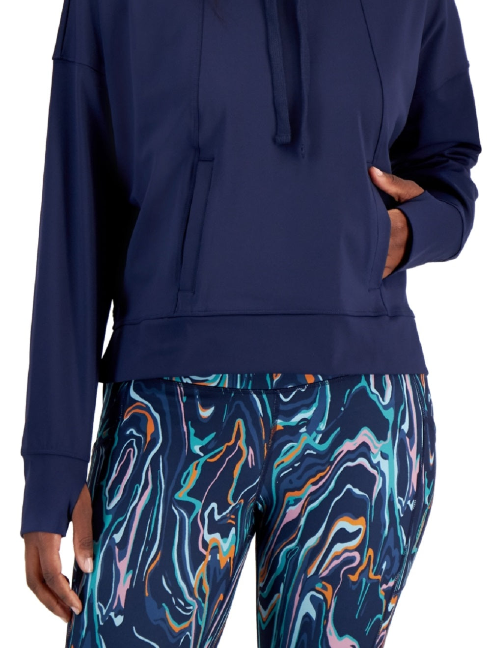 ID Ideology Women's Relaxed Solid Techy Hoodie Blue Size Medium
