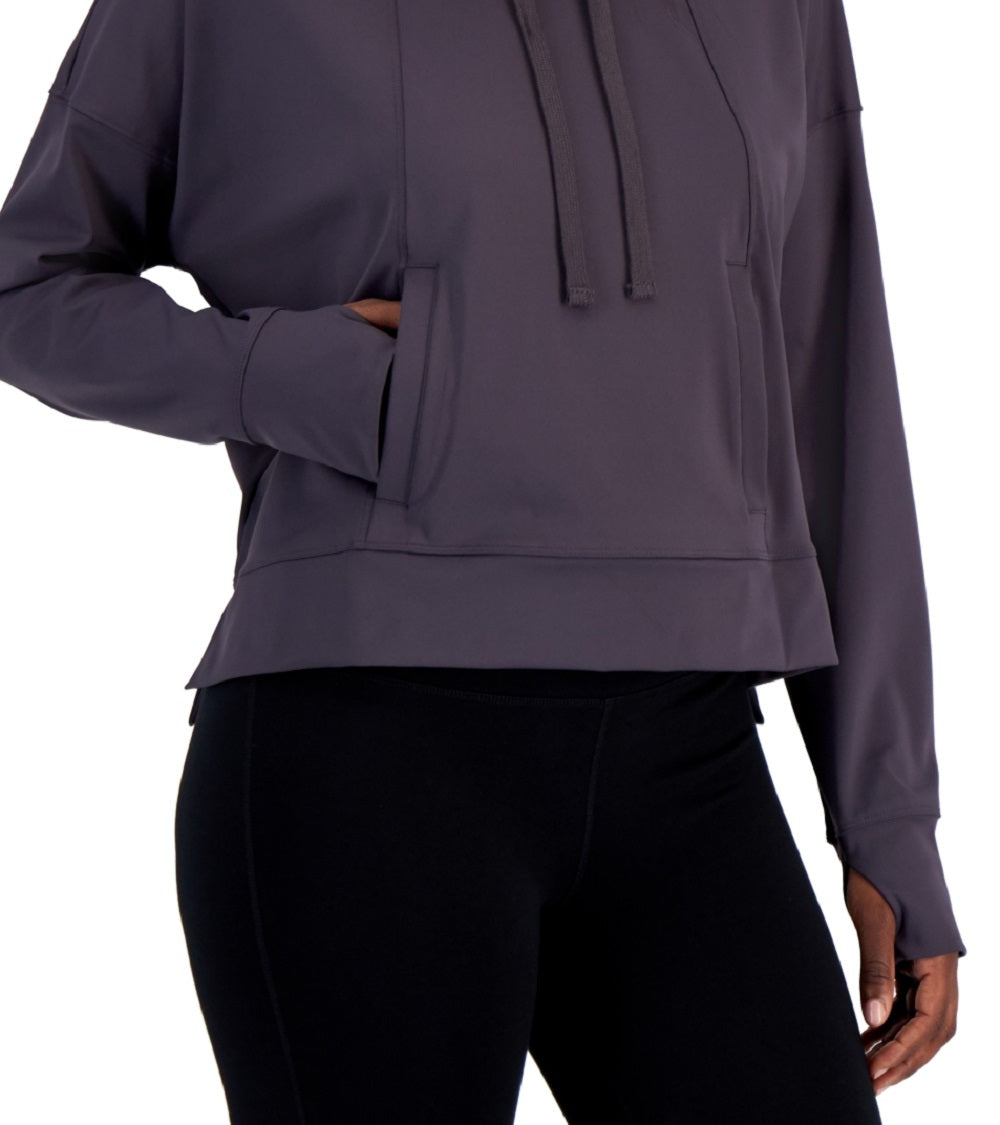 ID Ideology Women's Relaxed Solid Techy Hoodie Gray Size Large