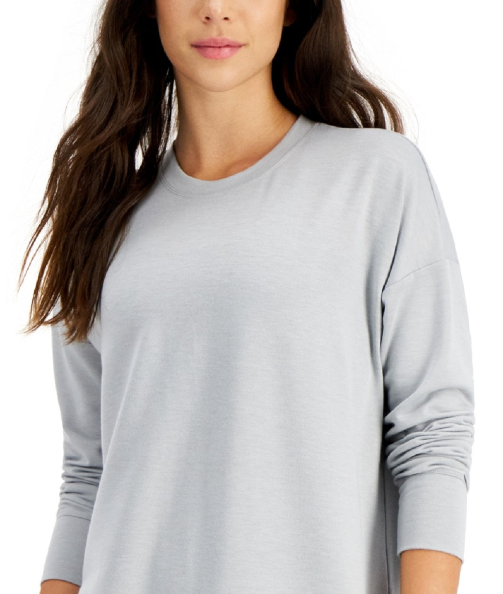 ID Ideology Women's Crewneck Slit Side Top Gray Size Large