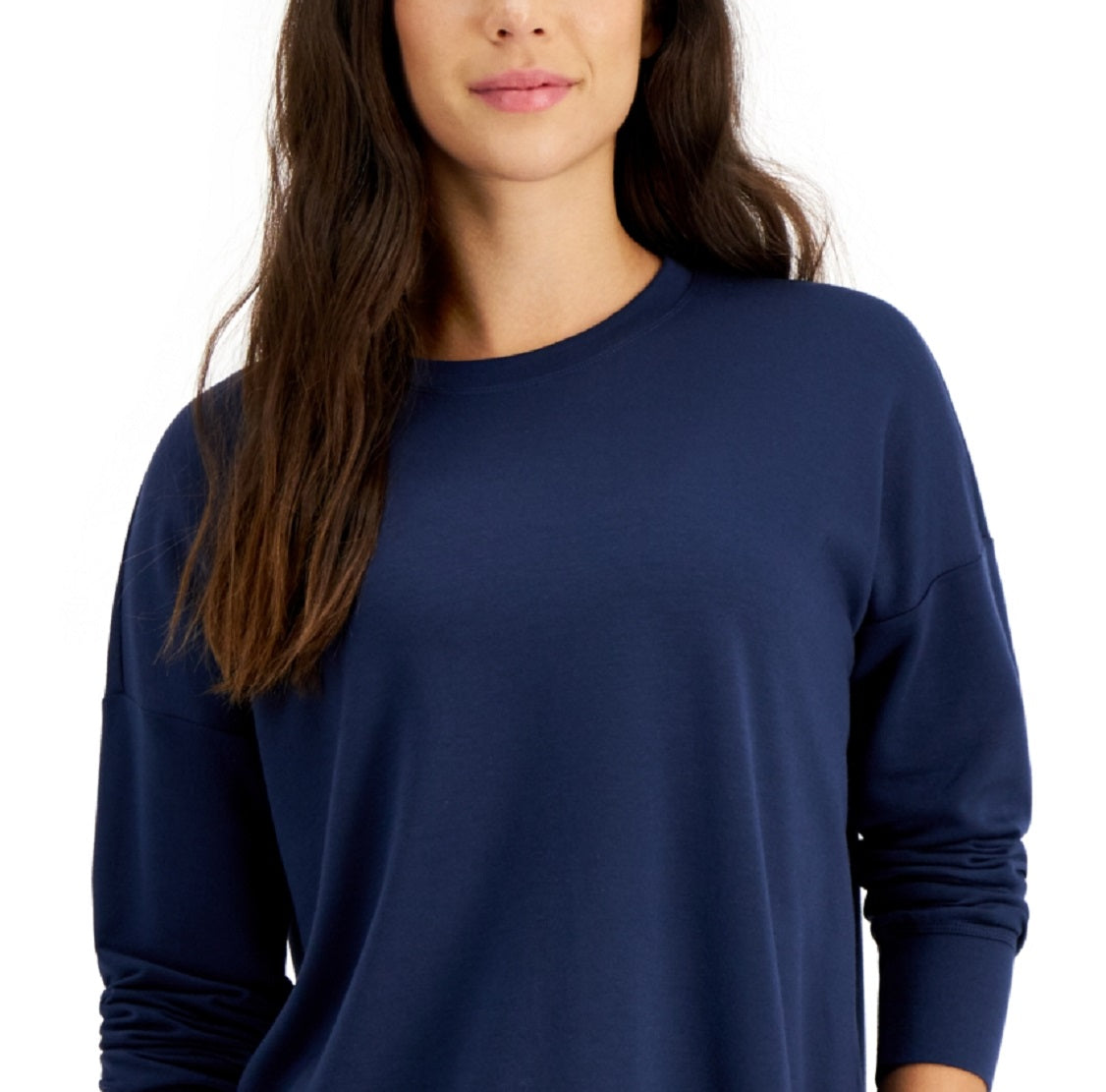 ID Ideology Women's Crewneck Slit Side Top Blue Size Small
