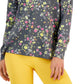 ID Ideology Women's Active Pansy Print Side Slit Relaxed Crewneck Sweatshirt Yellow Size X-Small