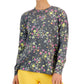 ID Ideology Women's Active Pansy Print Side Slit Relaxed Crewneck Sweatshirt Gray Size Small