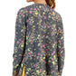 ID Ideology Women's Active Pansy Print Side Slit Relaxed Crewneck Sweatshirt Gray Size X-Large
