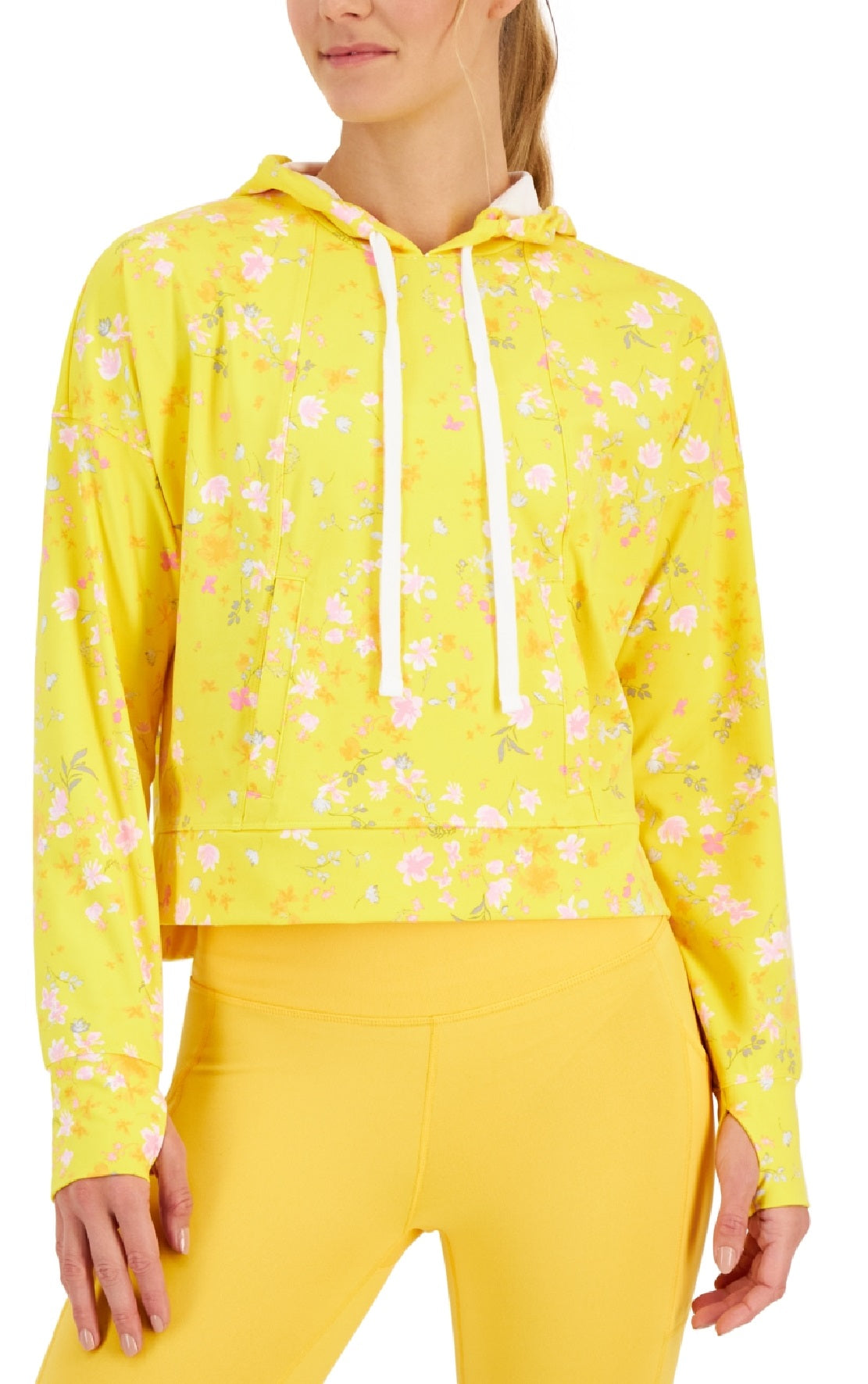 ID Ideology Women's Relaxed Pansy Techy Hoodie Yellow Size X-Small