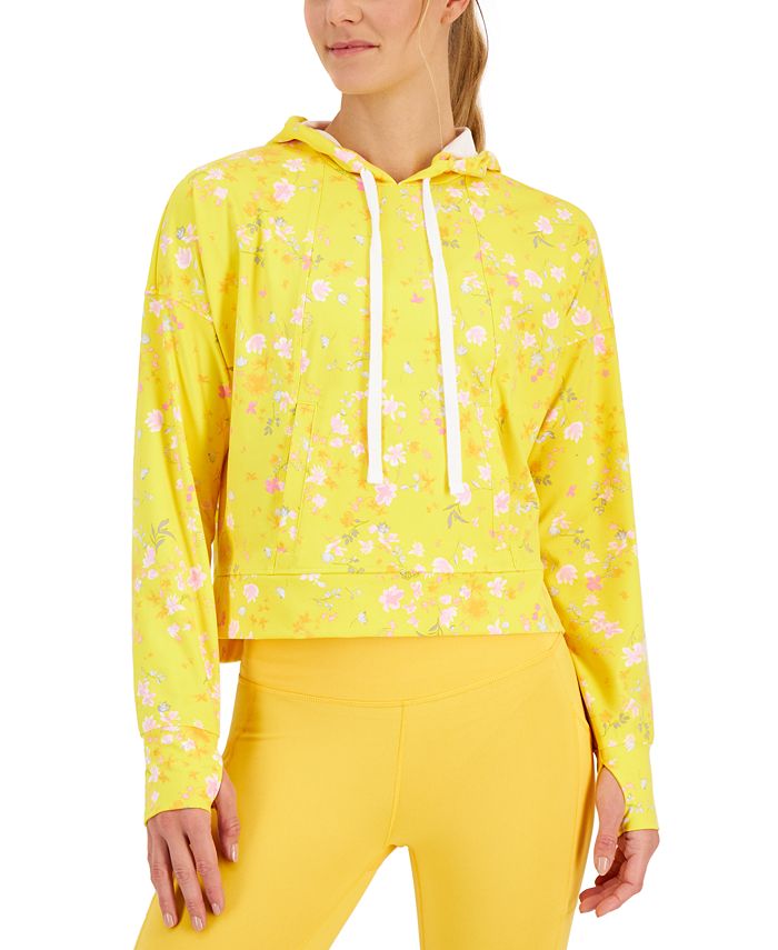 ID Ideology Women's Relaxed Pansy Techy Hoodie Yellow Size Small