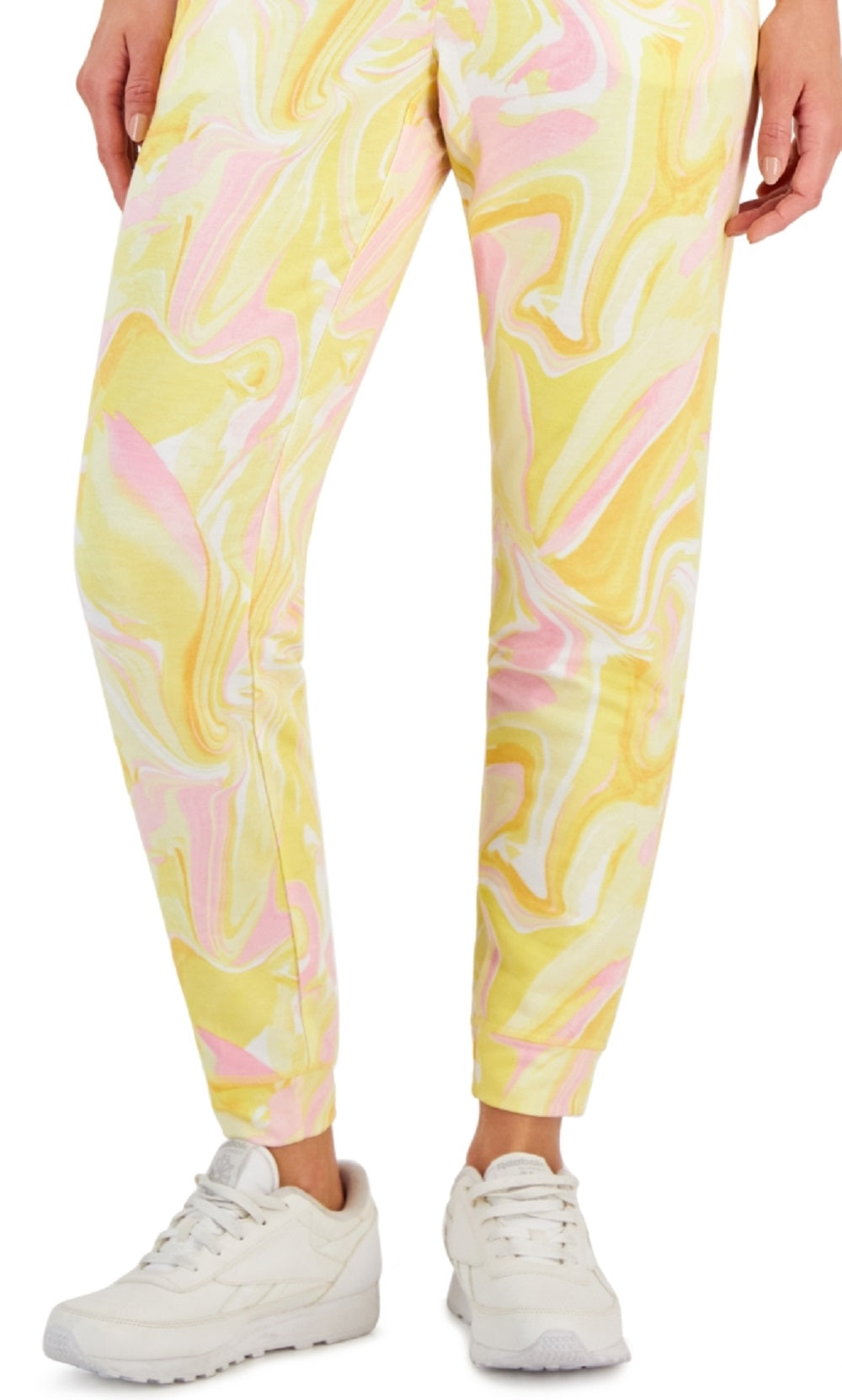 ID Ideology Women's Active Whirl Print Slim Jogger Pants Yellow