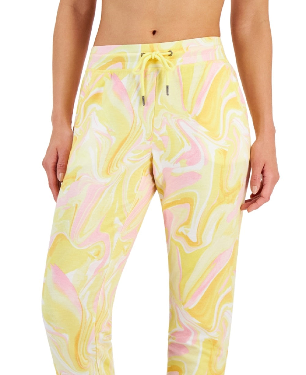 ID Ideology Women's Active Whirl Print Slim Jogger Pants Yellow