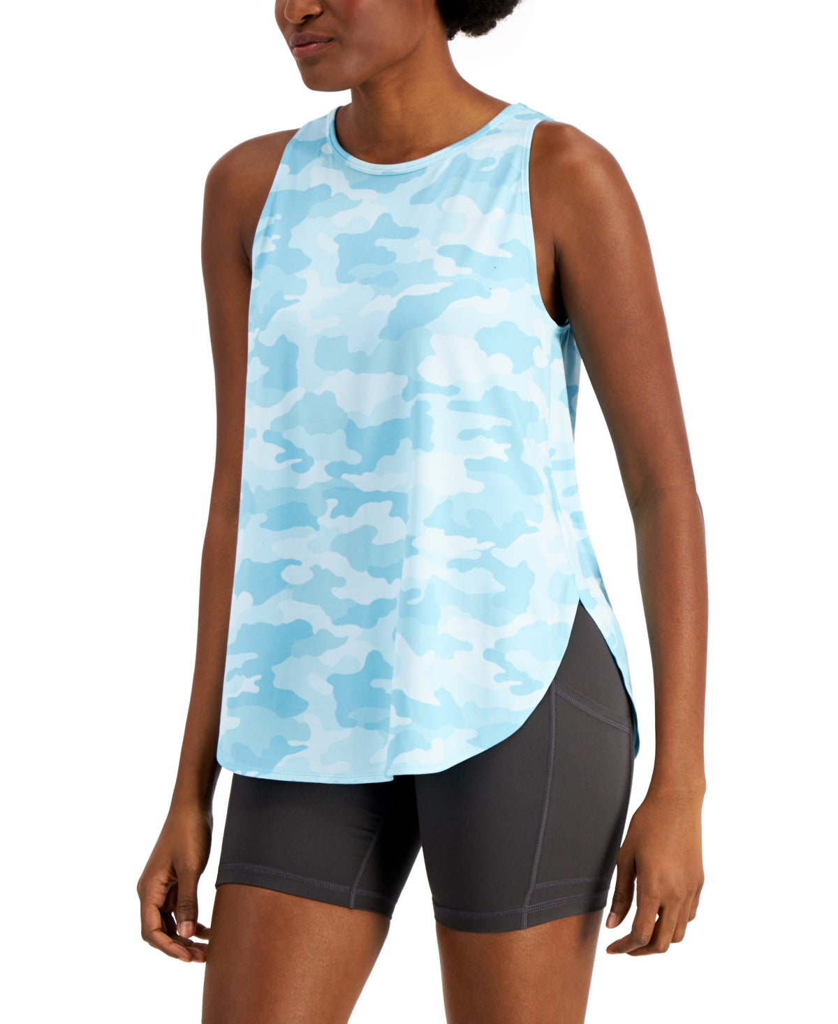 ID Ideology Women's Essentials Sweat Set Camo Tank Top Blue