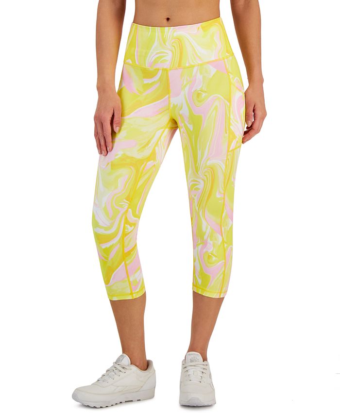 ID Ideology Women's Compression Side Pocket Cropped Leggings Yellow Size Large