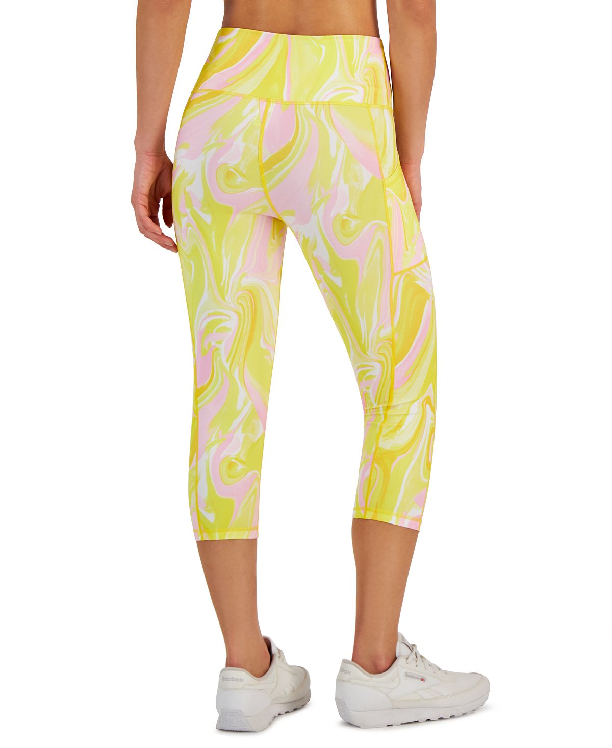 ID Ideology Women's Compression Side Pocket Cropped Leggings Yellow Size Large