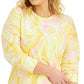 ID Ideology Women's Whirl Print Sweatshirt Yellow Size 3X