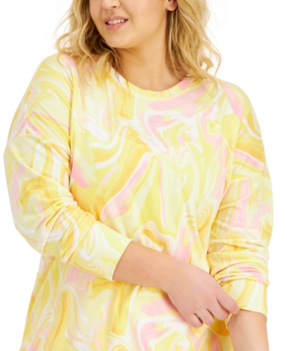 ID Ideology Women's Whirl Print Sweatshirt Yellow Size 3X