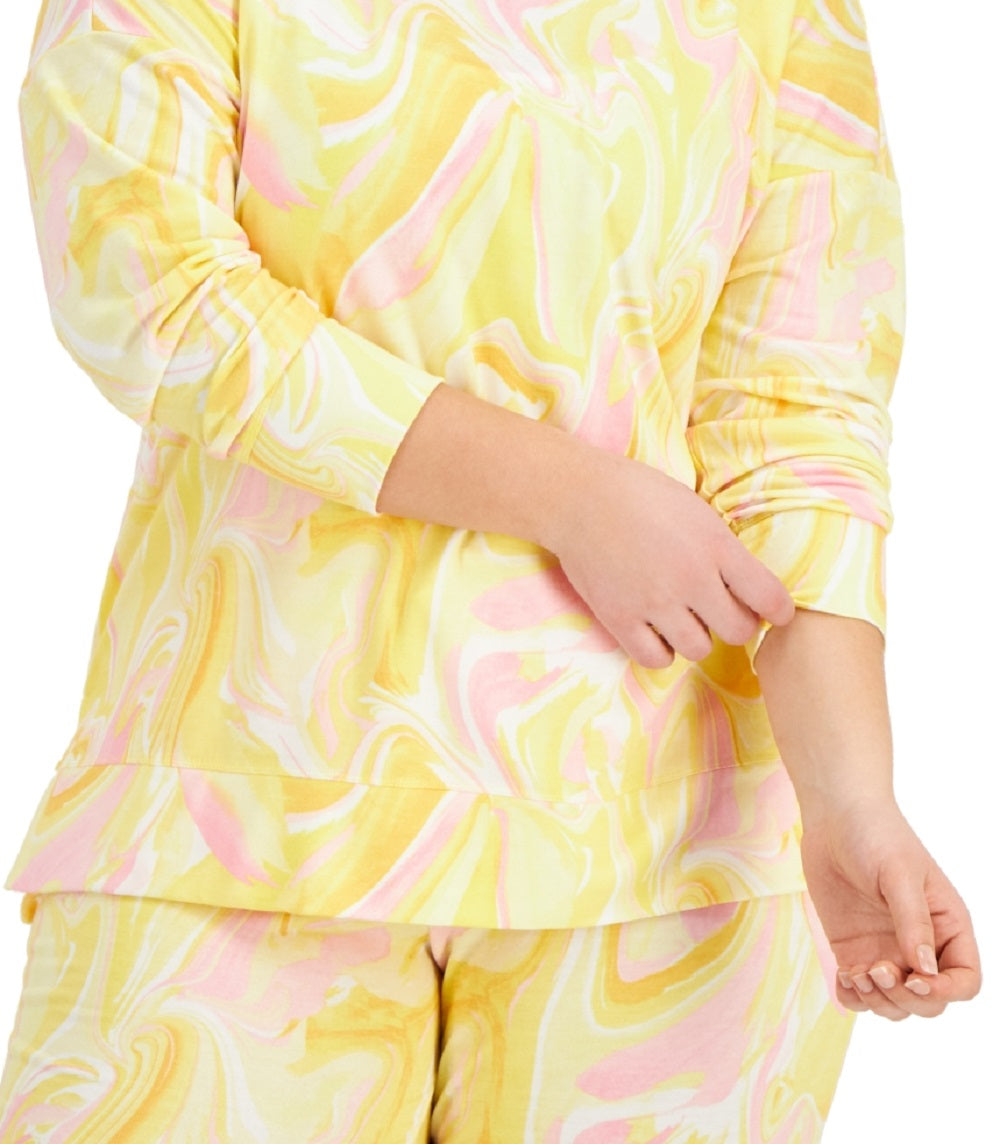 ID Ideology Women's Whirl Print Sweatshirt Yellow Size 3X
