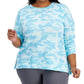 ID Ideology Women's Camouflage Print Sweatshirt Blue Size 3X
