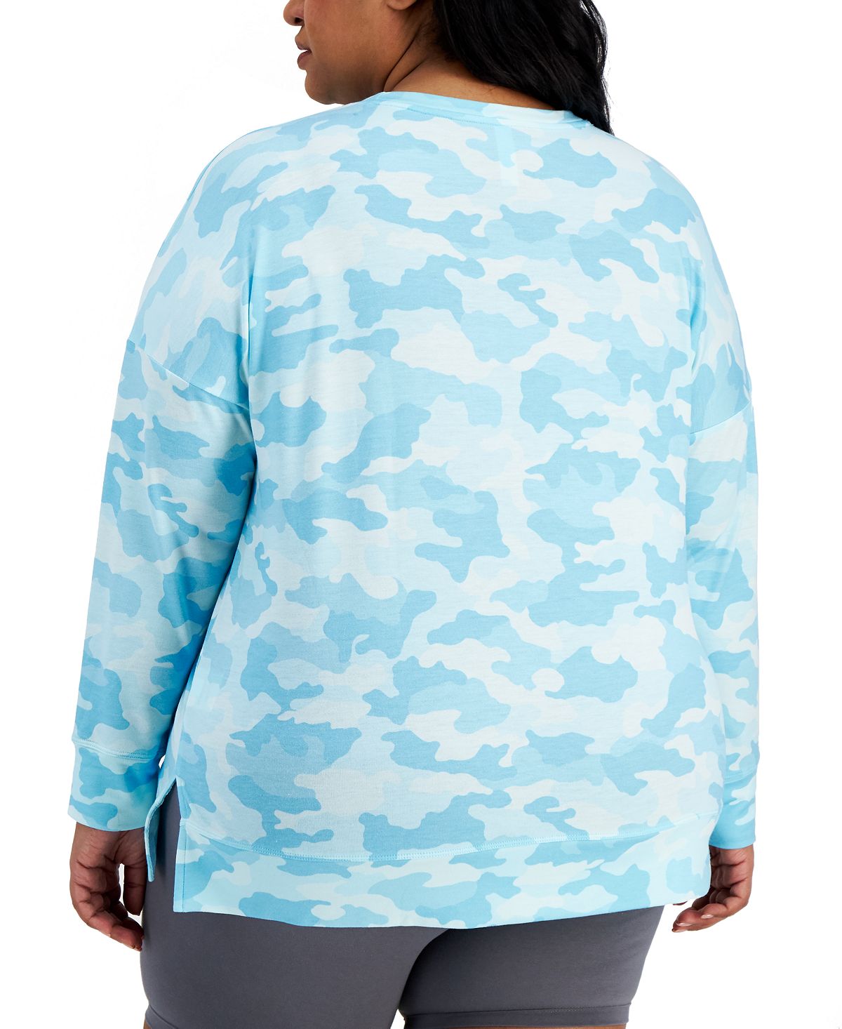ID Ideology Women's Camouflage Print Sweatshirt Blue Size 3X