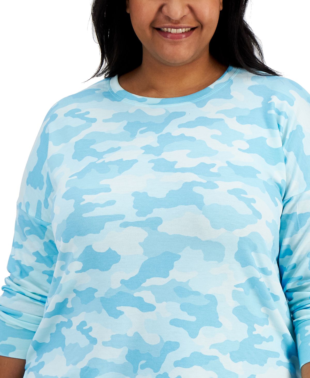 ID Ideology Women's Camouflage Print Sweatshirt Blue Size 3X