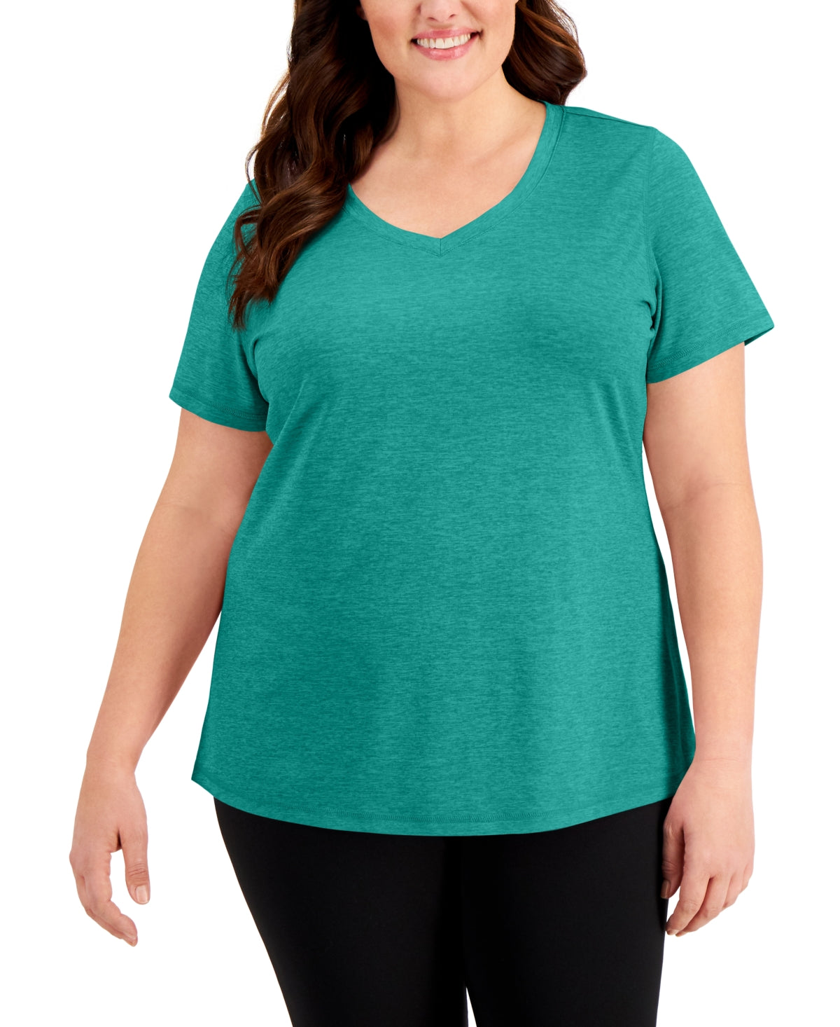 ID Ideology Women's Rapidry V Neck Performance T-Shirt Green Size 1X