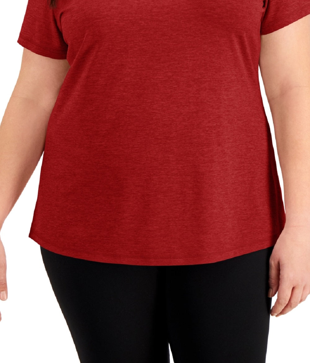 ID Ideology Women's Rapidry V Neck T-Shirt Red Size 3X