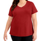 ID Ideology Women's Rapidry V Neck T-Shirt Red Size 3X