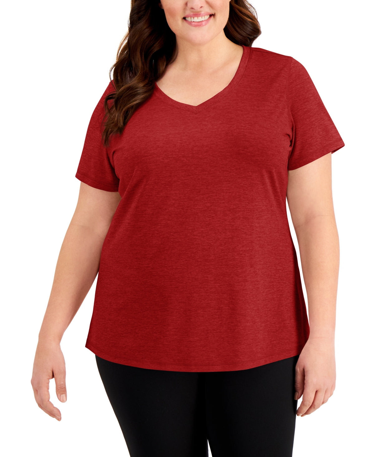 ID Ideology Women's Rapidry V Neck T-Shirt Red Size 3X