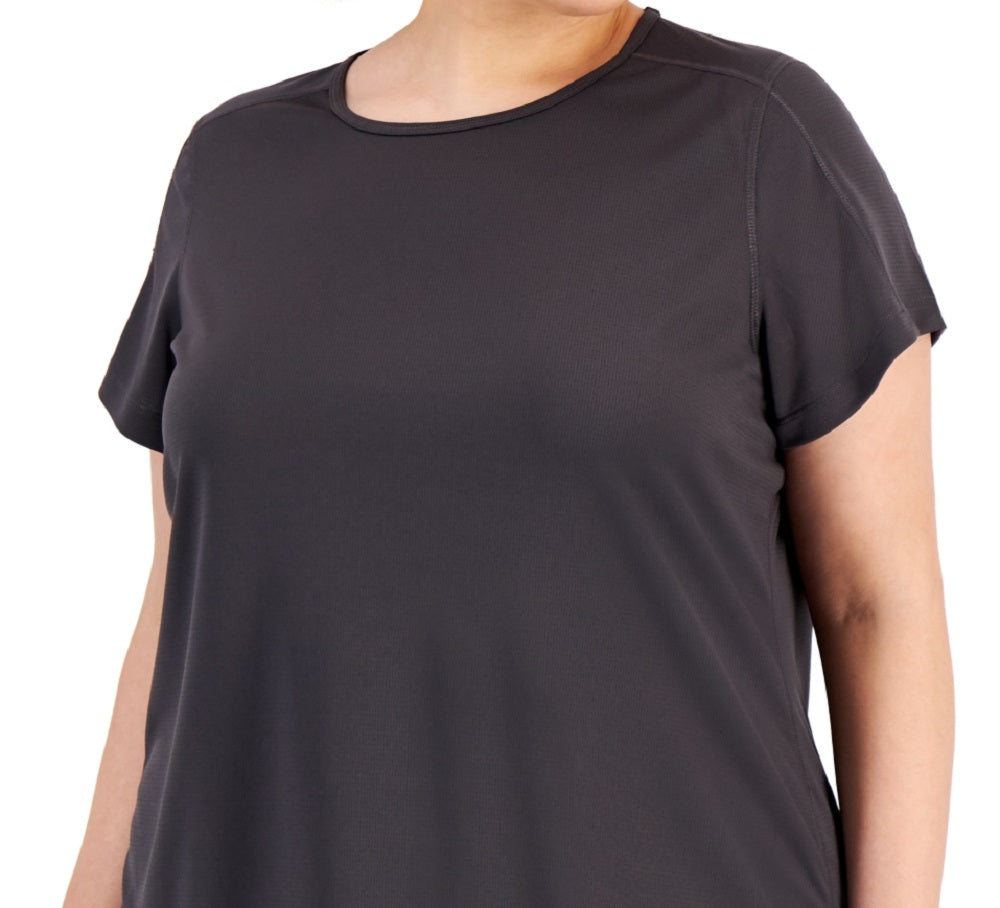 ID Ideology Women's Birdseye Mesh T-Shirt Gray Size 2X