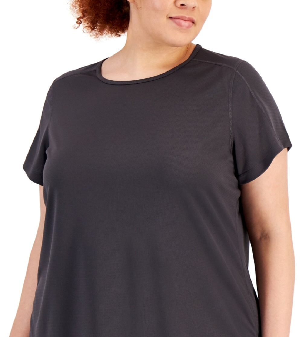 ID Ideology Women's Birdseye Mesh T-Shirt Gray Size 4X