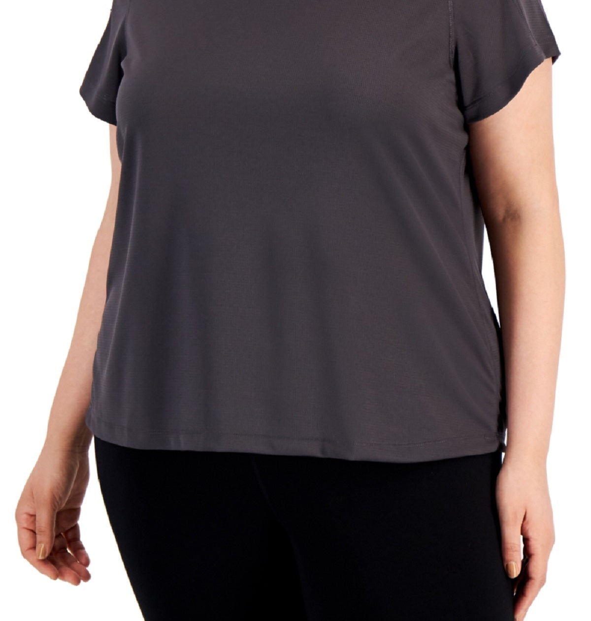 ID Ideology Women's Birdseye Mesh T-Shirt Gray Size 4X