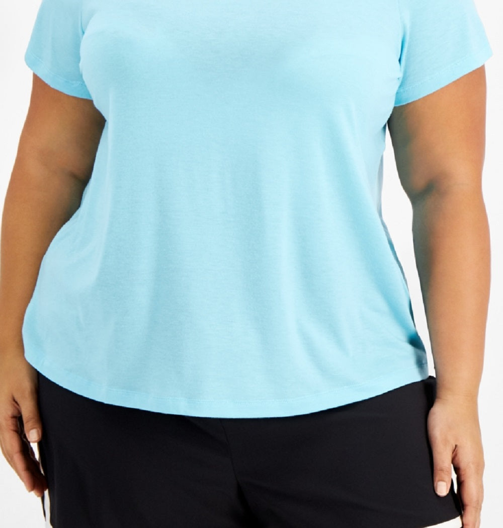 ID Ideology Women's Mesh Back T Shirt Blue Size 4X