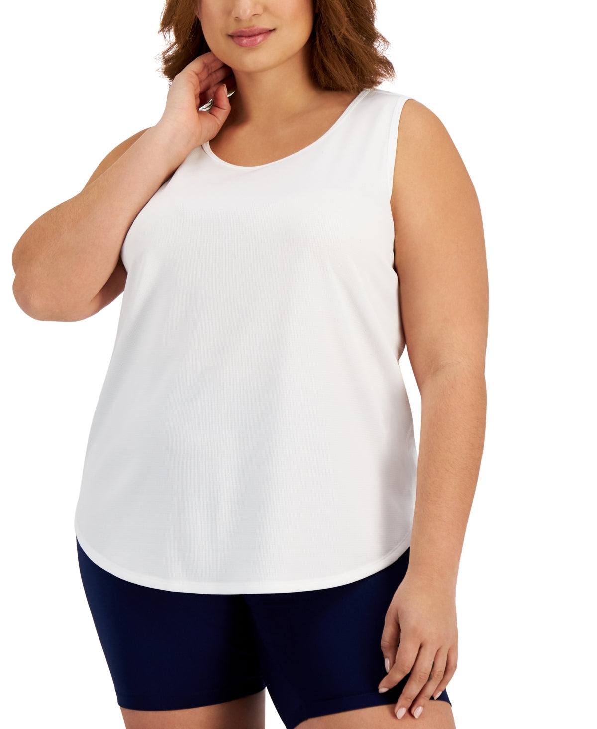 ID Ideology Women's Birdseye Mesh Tank Top White Size 1X