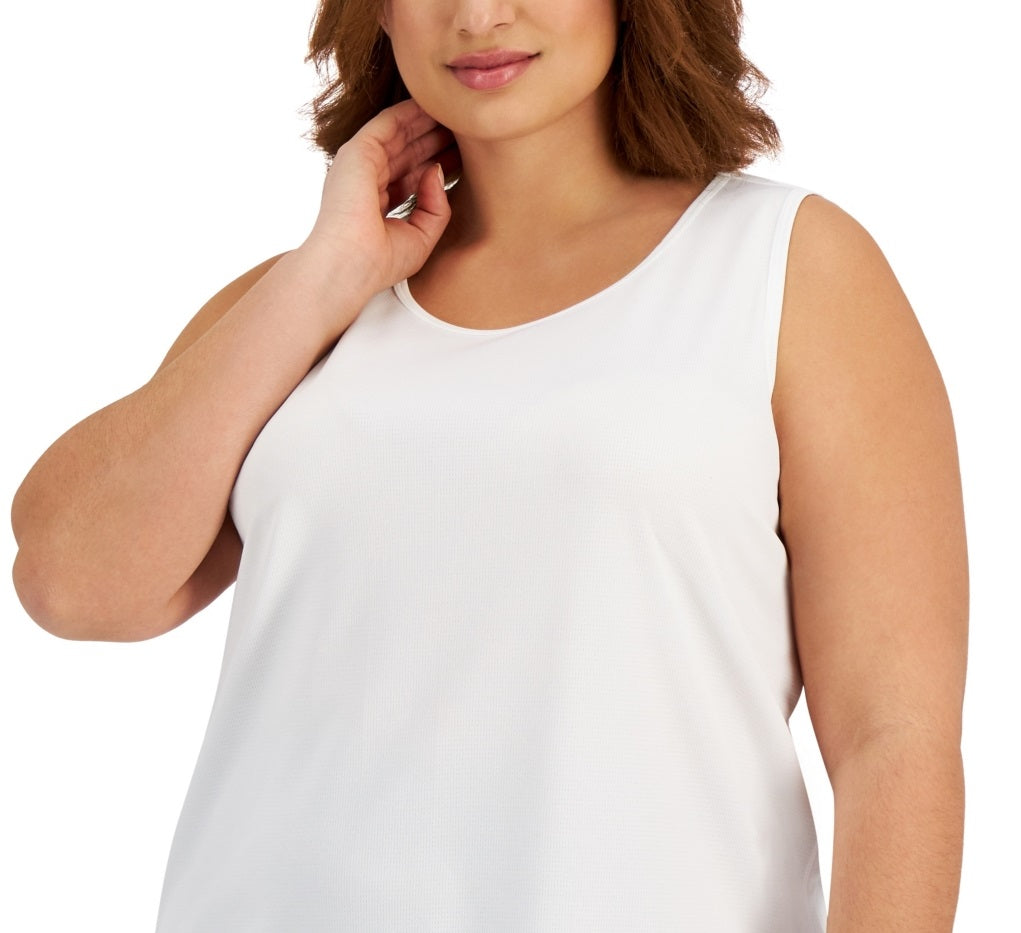 ID Ideology Women's Birdseye Mesh Tank Top White Size 1X