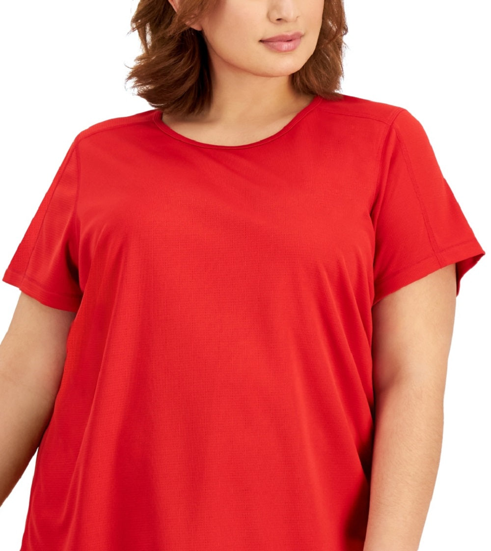 ID Ideology Women's Birdseye Mesh T Shirt Red Size 2X