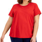 ID Ideology Women's Birdseye Mesh T Shirt Red Size 2X