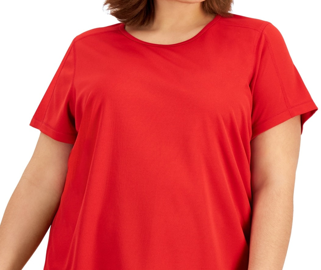 ID Ideology Women's Birdseye Mesh T-Shirt Red Size 3X