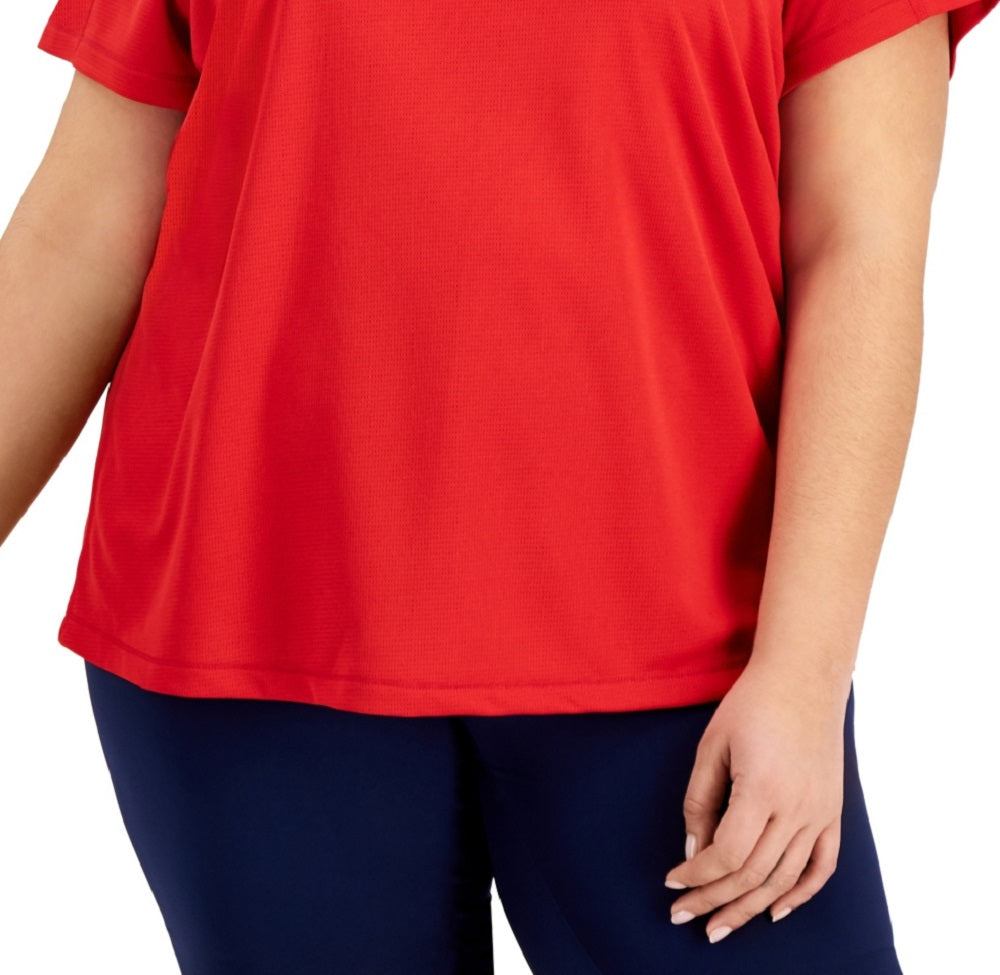 ID Ideology Women's Birdseye Mesh T-Shirt Red Size 3X