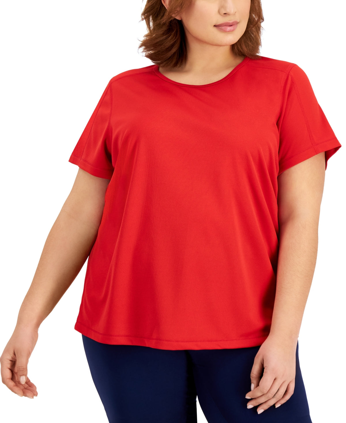 ID Ideology Women's Birdseye Mesh T-Shirt Red Size 3X