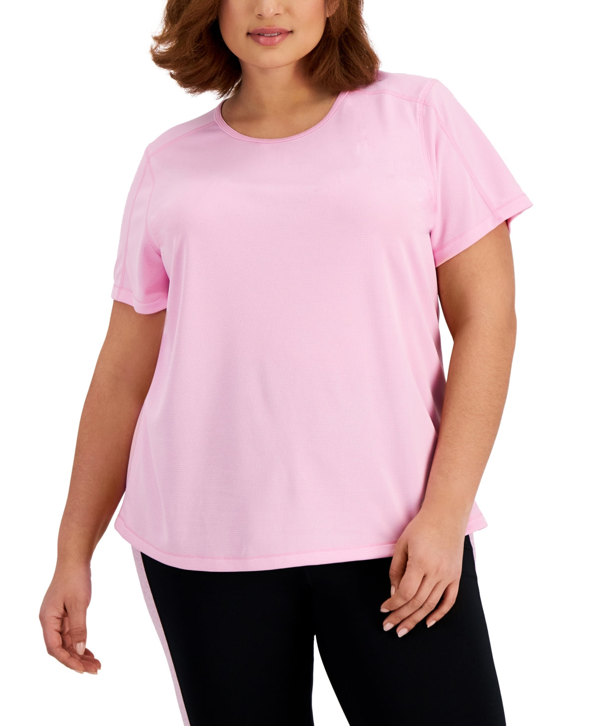 ID Ideology Women's Birdseye Mesh T-Shirt Pink Size 2X