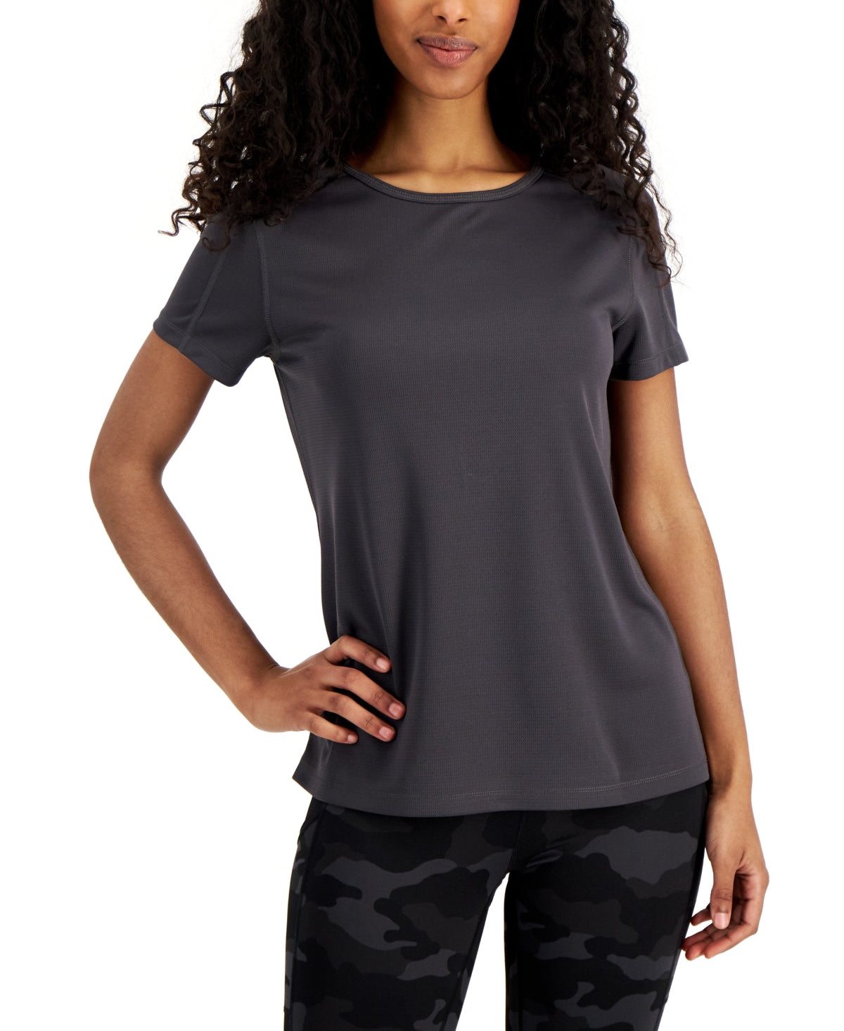 ID Ideology Women's Mesh T-Shirt Gray Size X-Small
