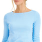 Charter Club Women's Pima Cotton Boat Neck Top Blue Size Medium