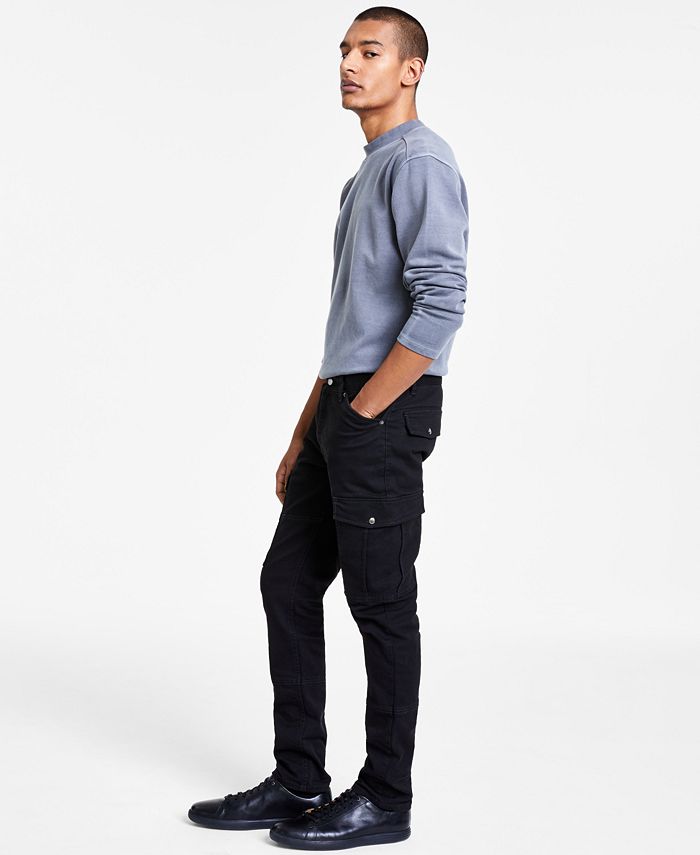 INC International Concepts Men's Skinny Fit Cargo Jeans Black Size 38