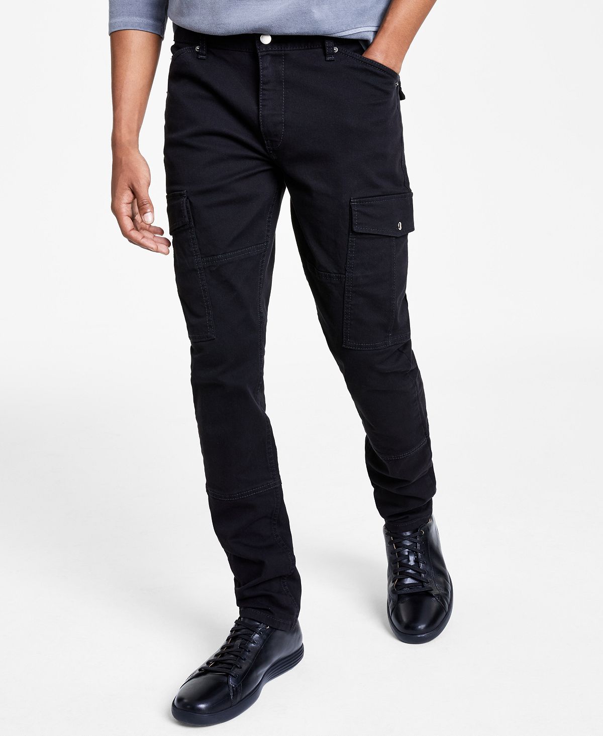 INC International Concepts Men's Skinny Fit Cargo Jeans Black Size 38