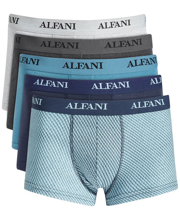 Alfani Men's 5 Pk Solid & Stripe Trunks Blue Size Small